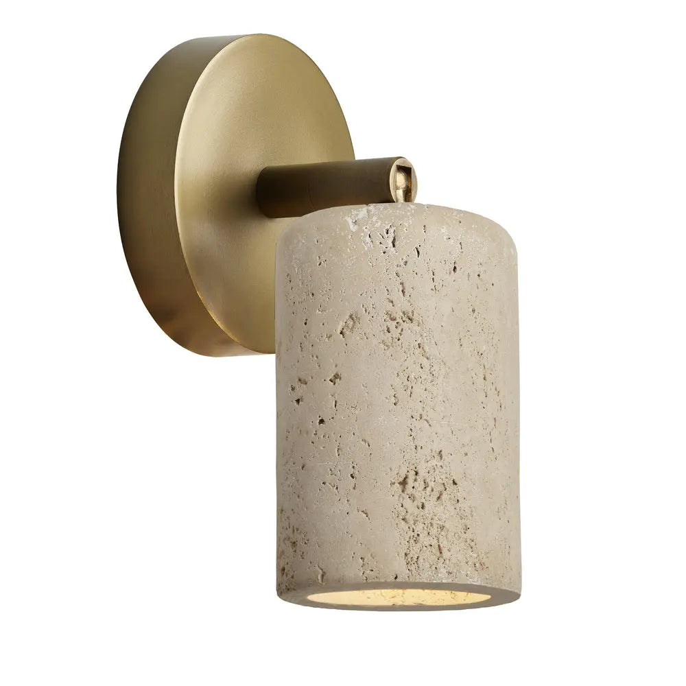 Travertine Single Spot Light - Brass Finish