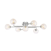 Reyna 7lt Semi Flush Ceiling Light- Polished Chrome With Twisted Amber Glass
