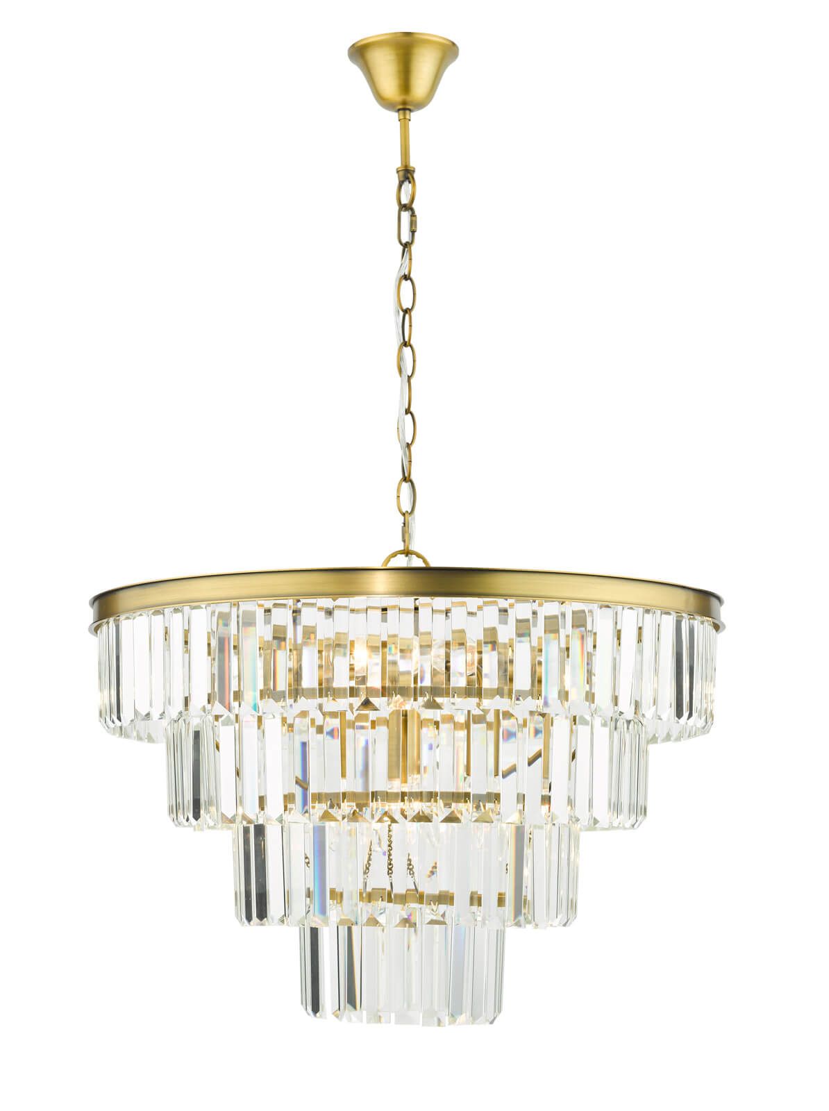 Rhapsody 6 Light Chandelier Crystal and Natural Brass