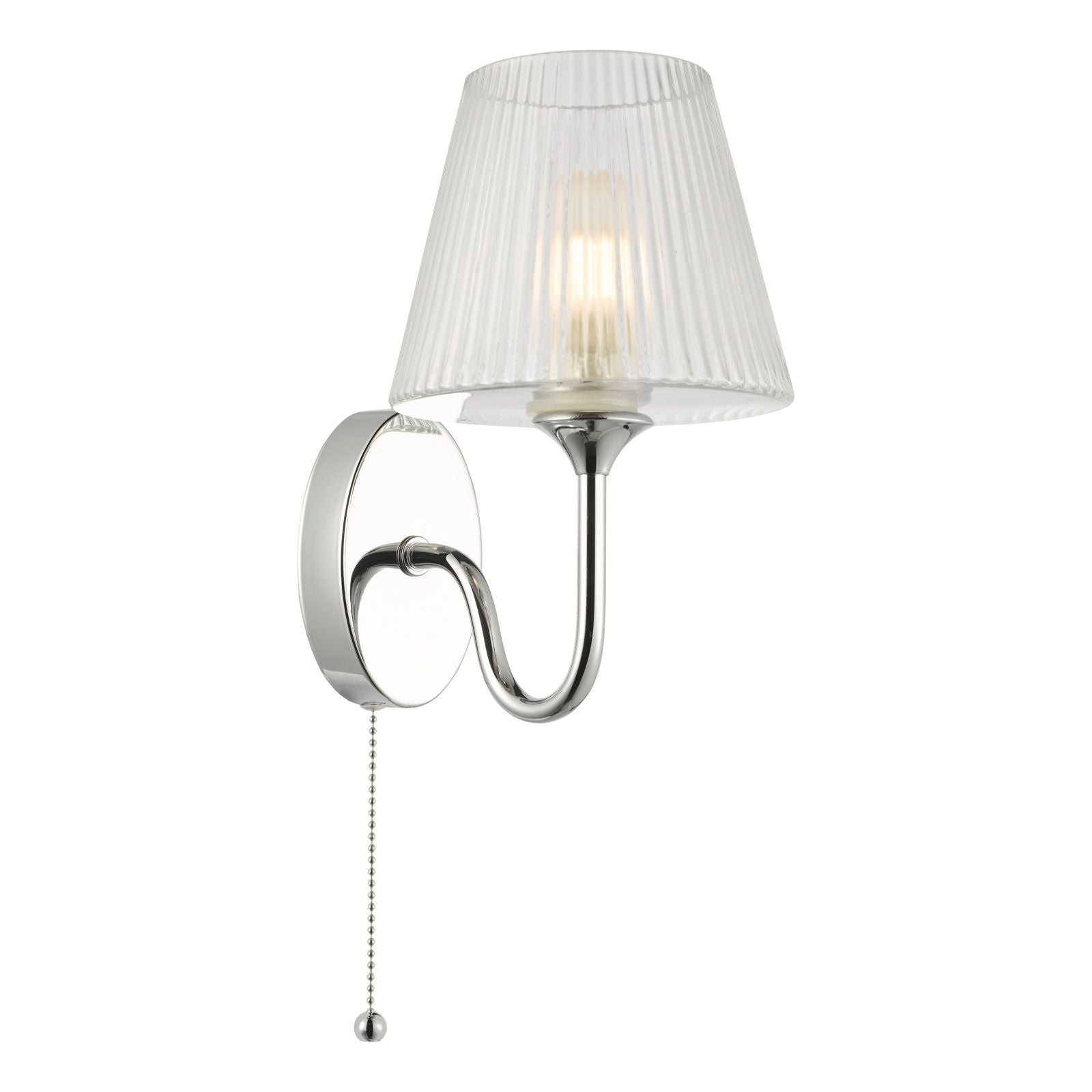 Rimaz Bathroom Wall Light IP44- Polished Chrome and Ribbed Glass