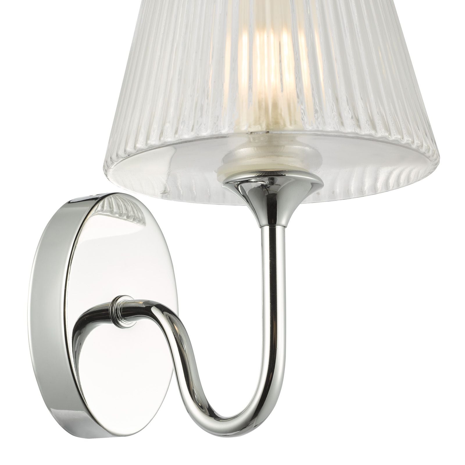 Rimaz Bathroom Wall Light IP44- Polished Chrome and Ribbed Glass