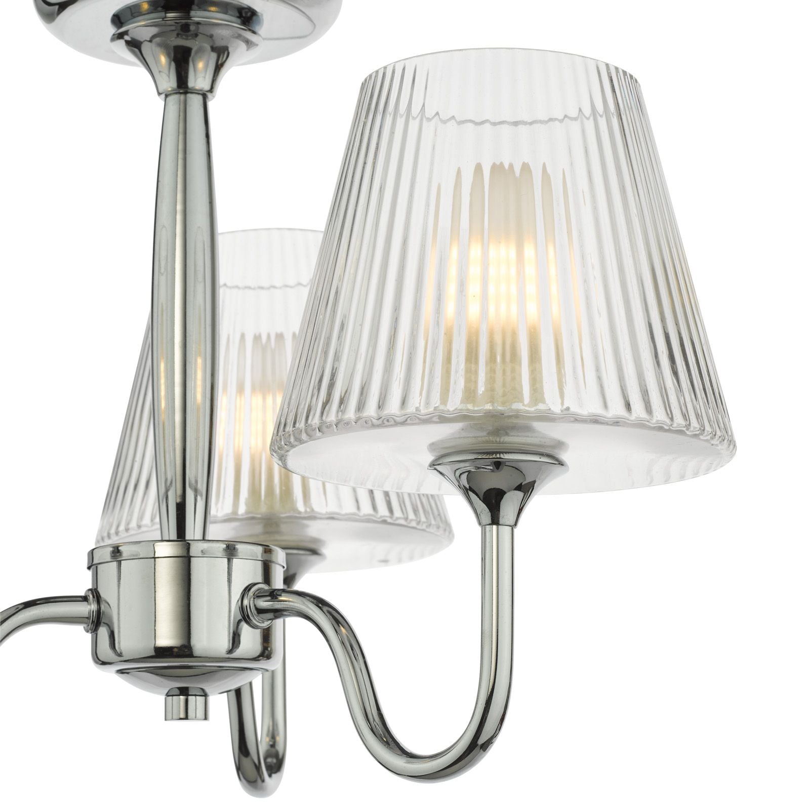 Rimaz 3 Light Bathroom Semi Flush IP44 Light- Polished Chrome and Ribbed Glass