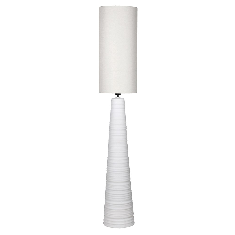 Aura White Tapered Floor Lamp with Linen Shade E27