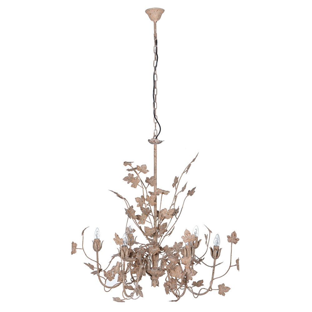 Elgin Distressed Gold Leaf 6 Arm Chandelier