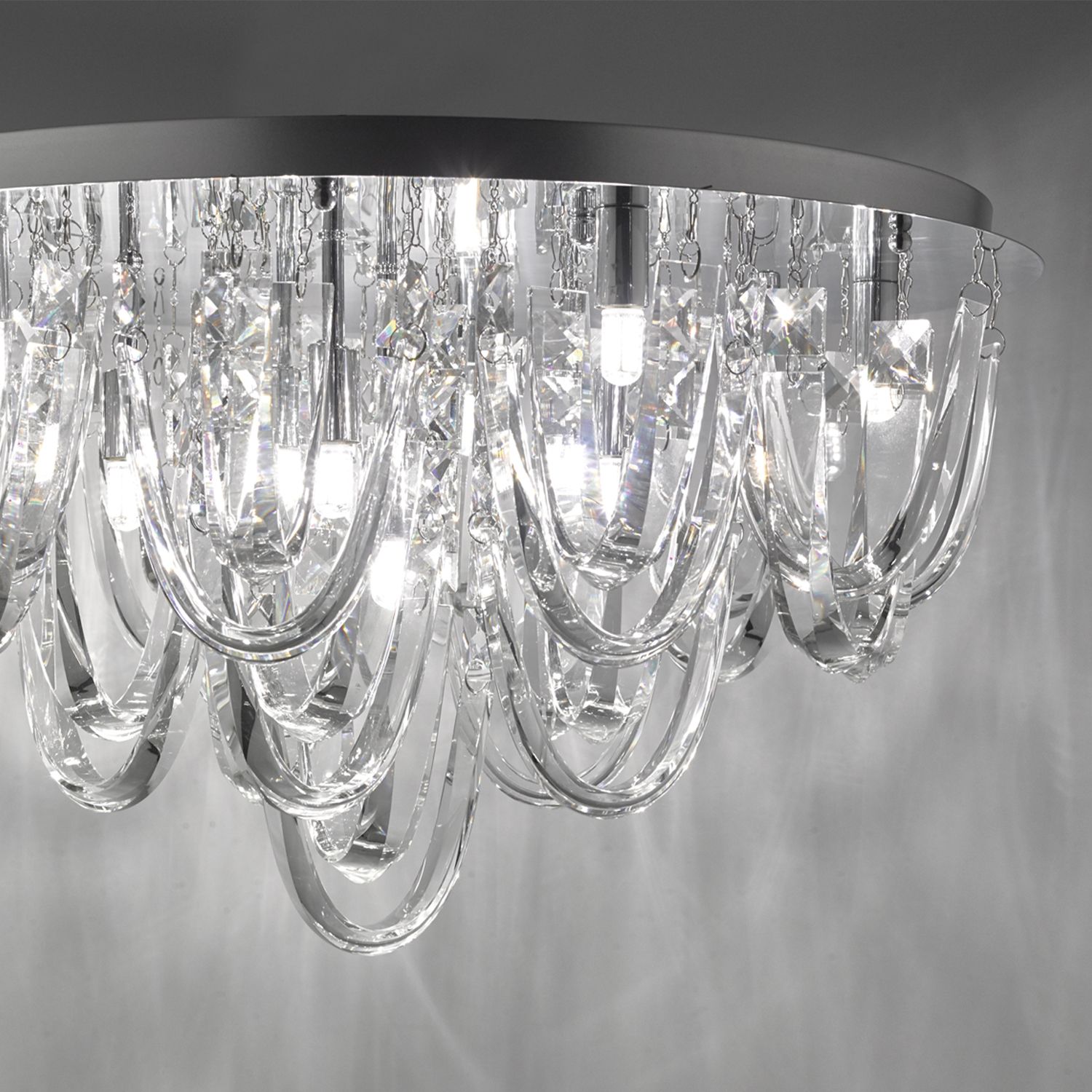 Roxanne 7Lt Flush Light  - Polished Chrome & Crystal
