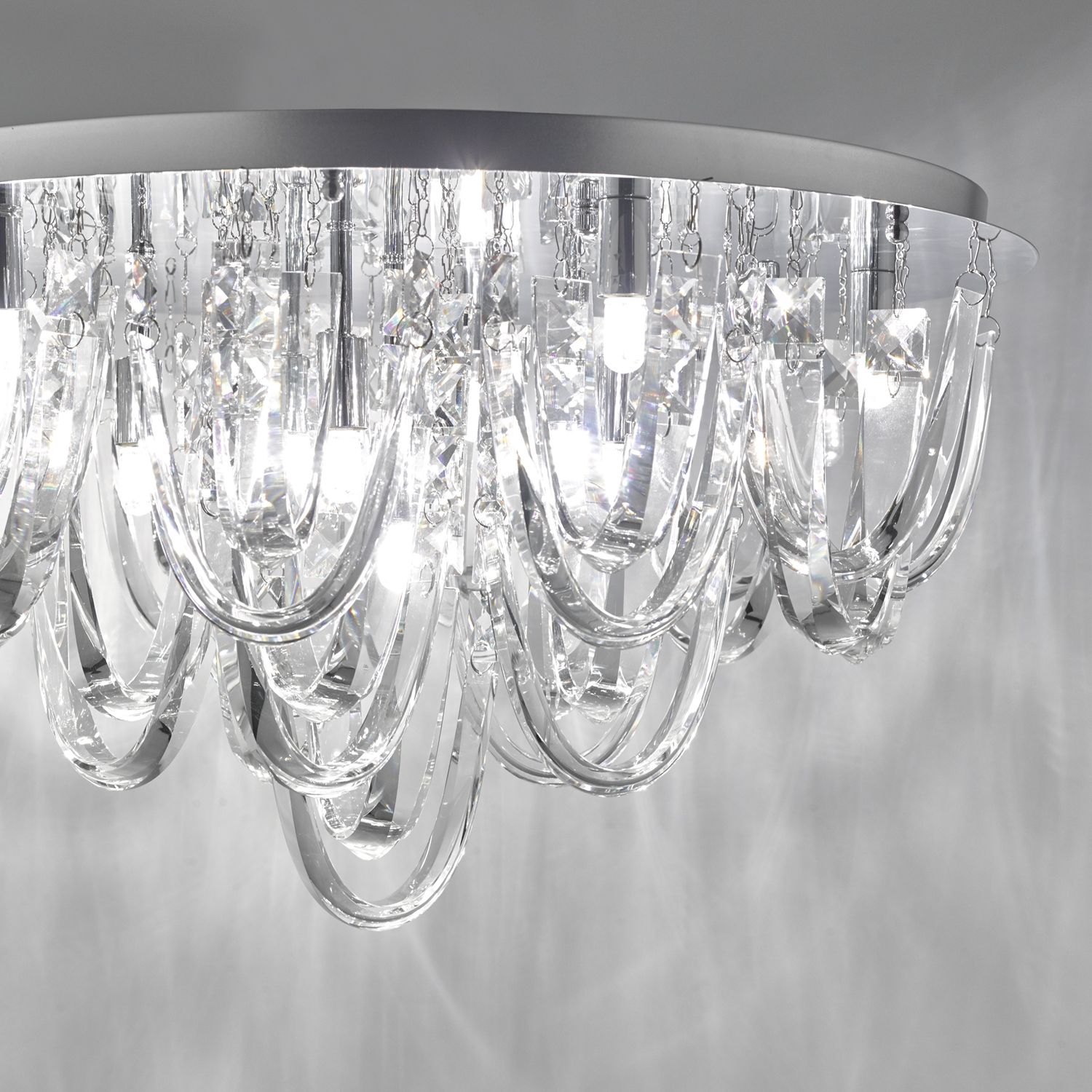 Roxanne 7Lt Flush Light  - Polished Chrome & Crystal