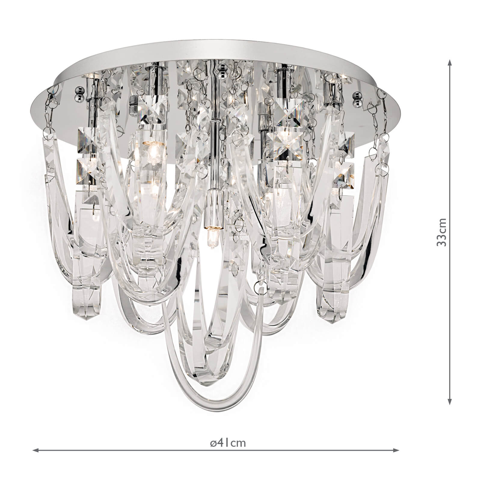Roxanne 7Lt Flush Light  - Polished Chrome & Crystal