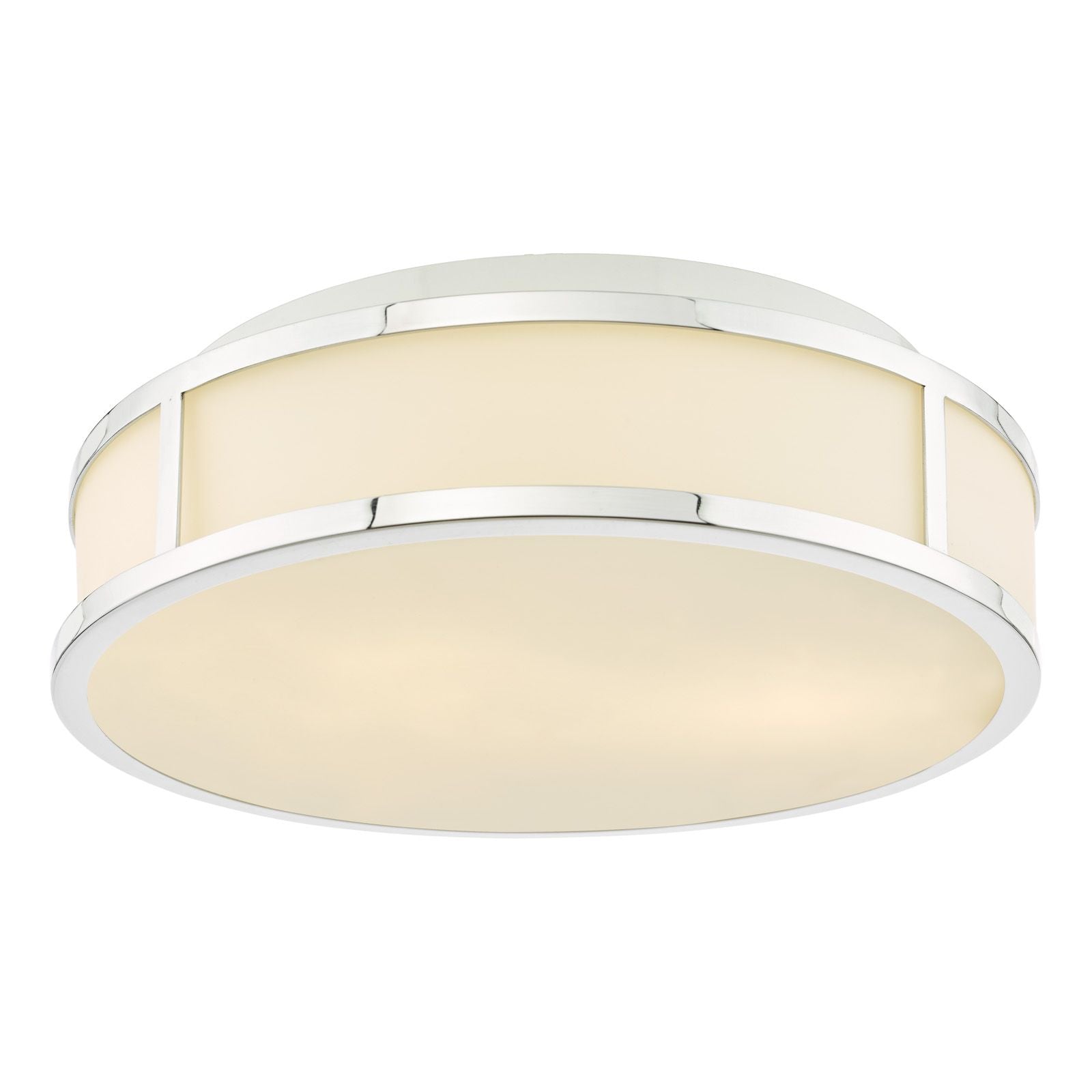 Royce 2 Light Bathroom Flush light IP44- Polished Chrome/ Antique Brass and Opal Glass