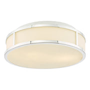 Royce 2 Light Bathroom Flush light IP44- Polished Chrome/ Antique Brass and Opal Glass