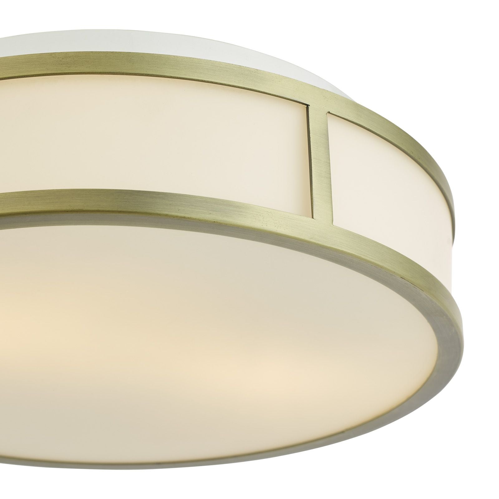 Royce 2 Light Bathroom Flush light IP44- Polished Chrome/ Antique Brass and Opal Glass