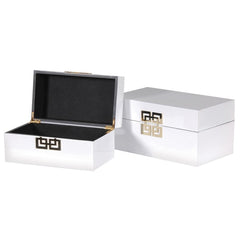 White Gloss Trinket Boxes - Set of 2