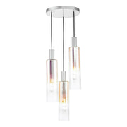Ruben 3 Light Cluster Pendant Satin Silver and Ribbed Iridised Glass/Satin Black & Ribbed Glass E27