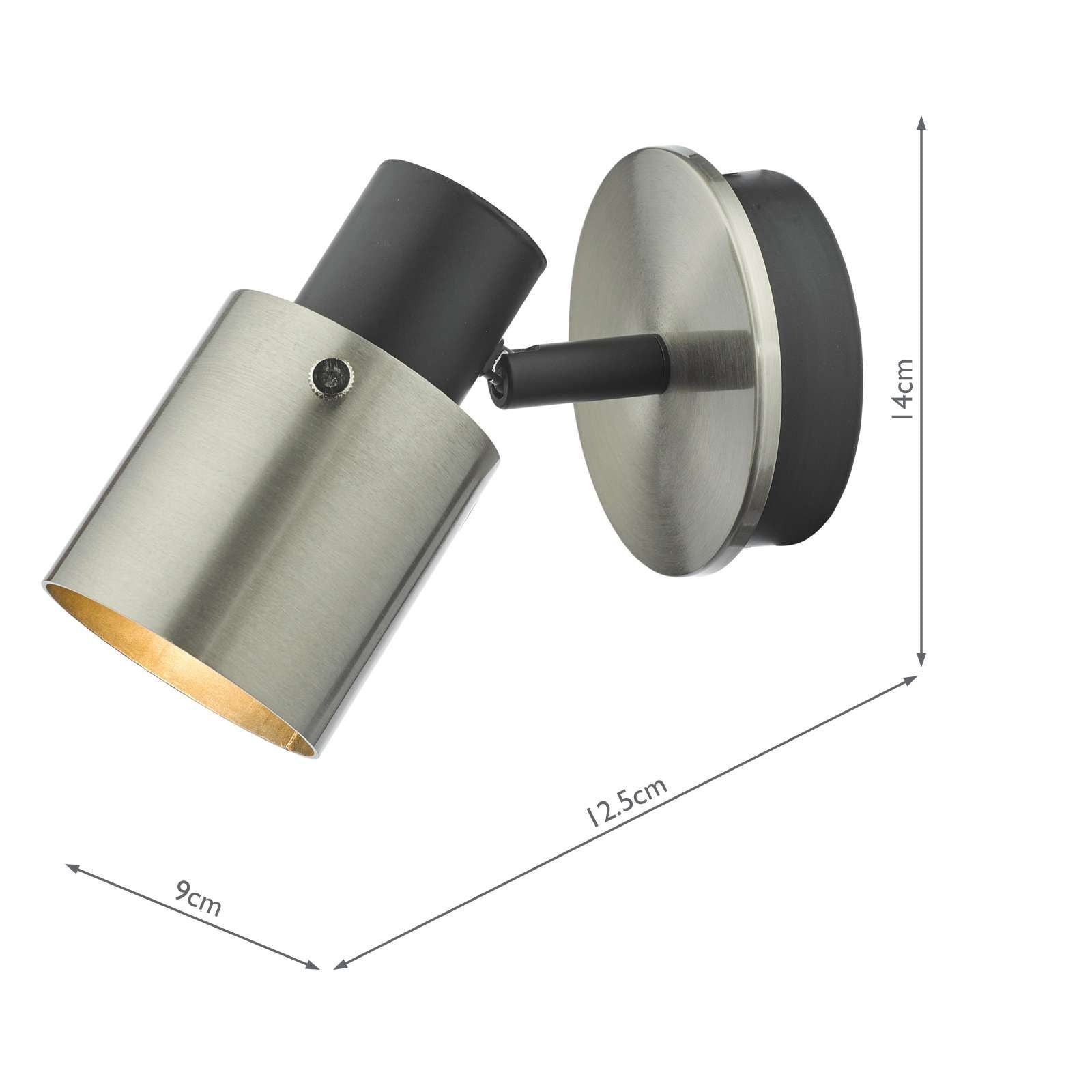 Ryan Single Wall Spotlight - Brushed Nickel/Matt Black