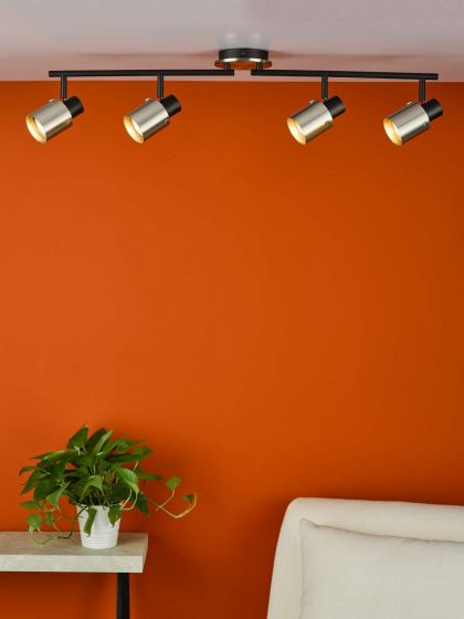 Ryan 4Lt Bar Spotlight - Brushed Nickel/Matt Black