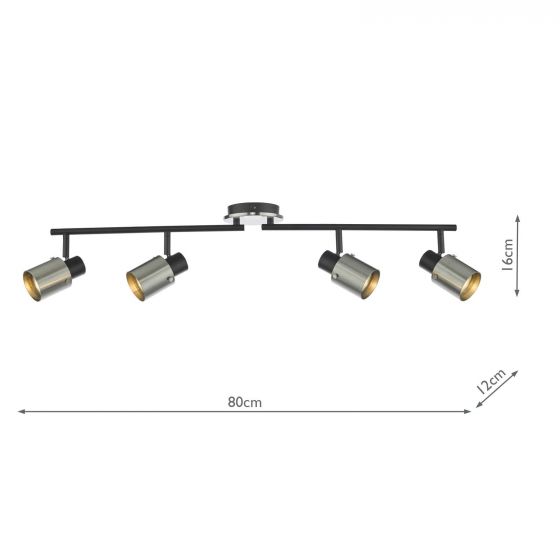 Ryan 4Lt Bar Spotlight - Brushed Nickel/Matt Black