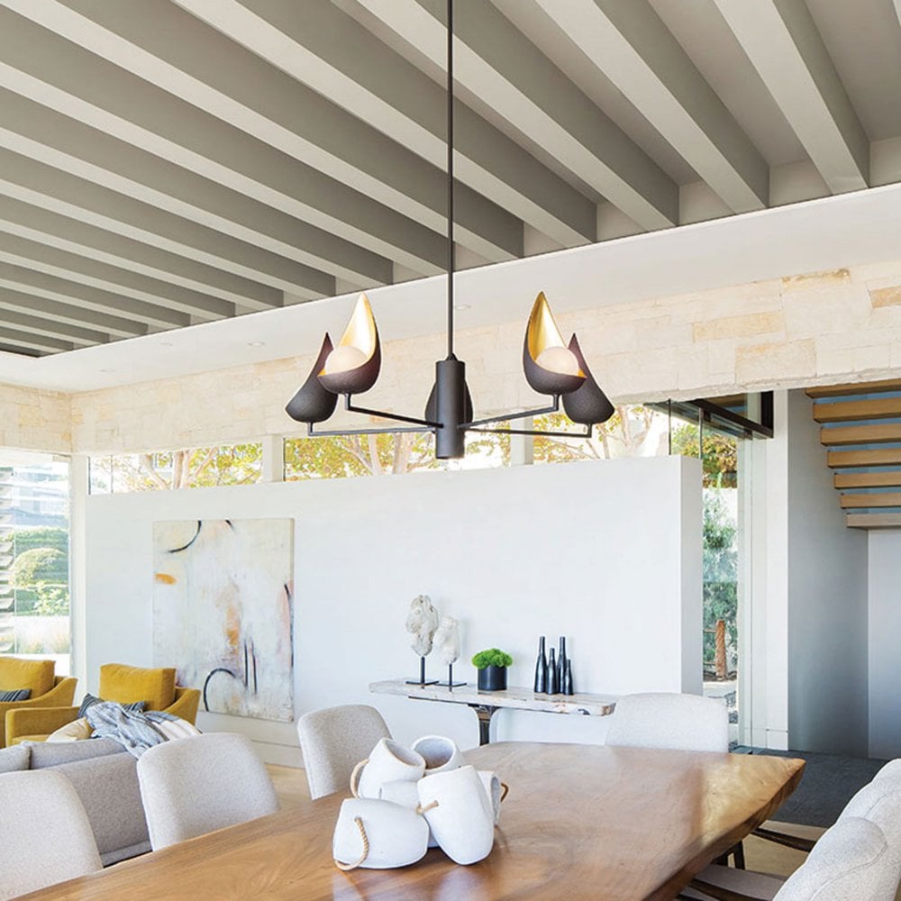 Renny 5Lt Centre Ceiling Light - Matt Black & Gold Finish