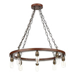Saddler 8/12 Light Pendant Leather Effect and Antique Brass