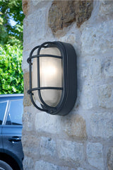 Salcombe Outdoor Wall Light IP44 - Matt Black/Stainless Steel