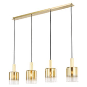 Savannah 4 Light Bar Pendant- Satin Gold and Gold Ombre Glass