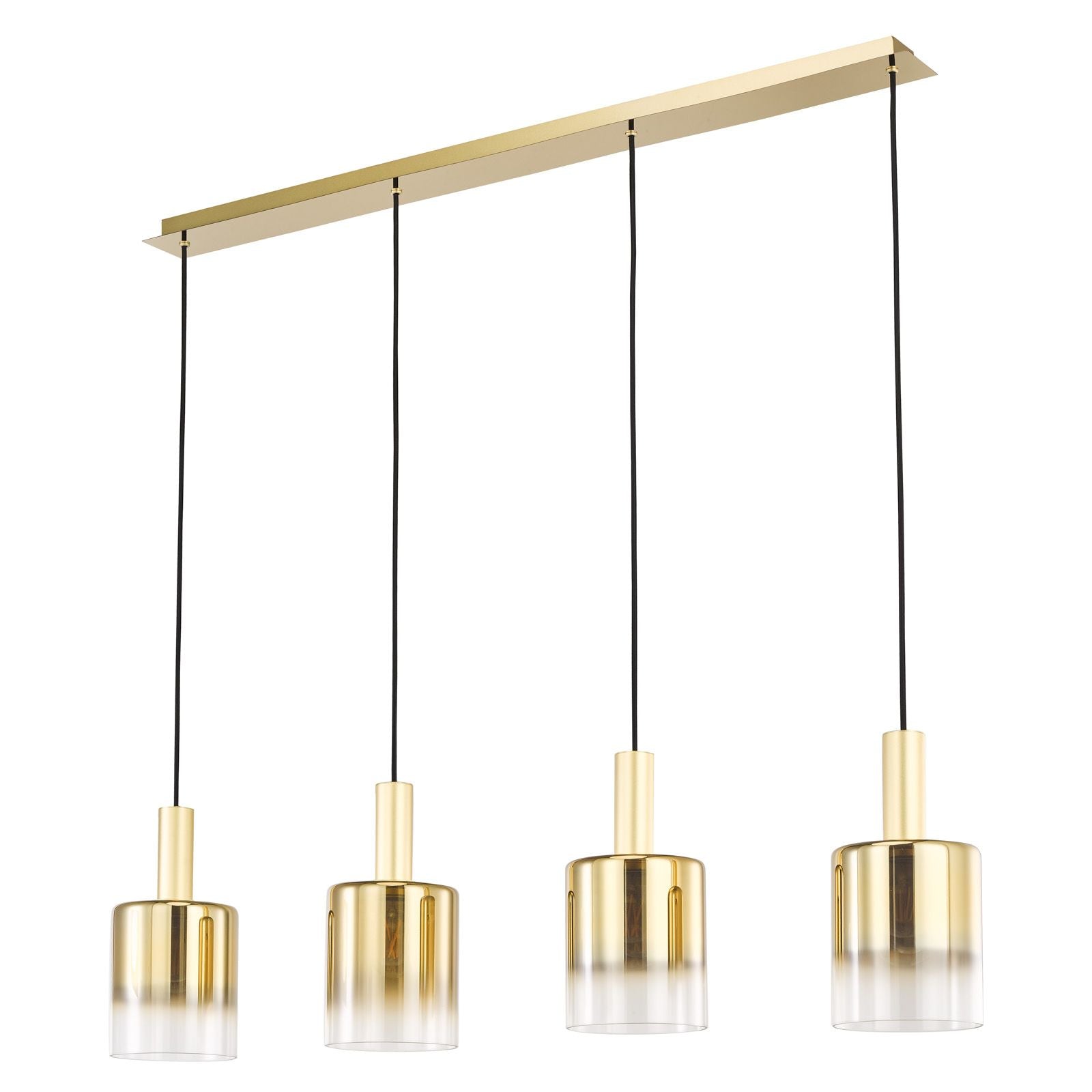 Savannah 4 Light Bar Pendant- Satin Gold and Gold Ombre Glass