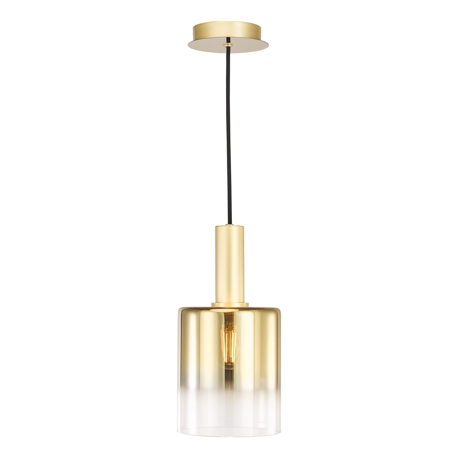 Savannah Pendant- Matt Black and Smoked Glass/ Satin Gold and Gold Ombre Glass