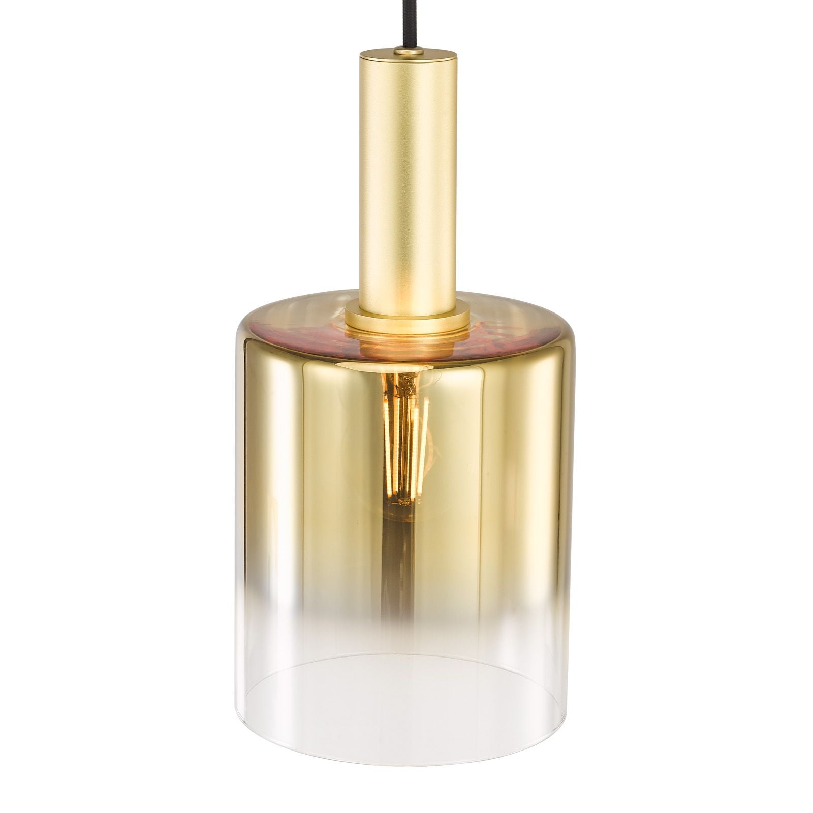 Savannah Pendant- Matt Black and Smoked Glass/ Satin Gold and Gold Ombre Glass