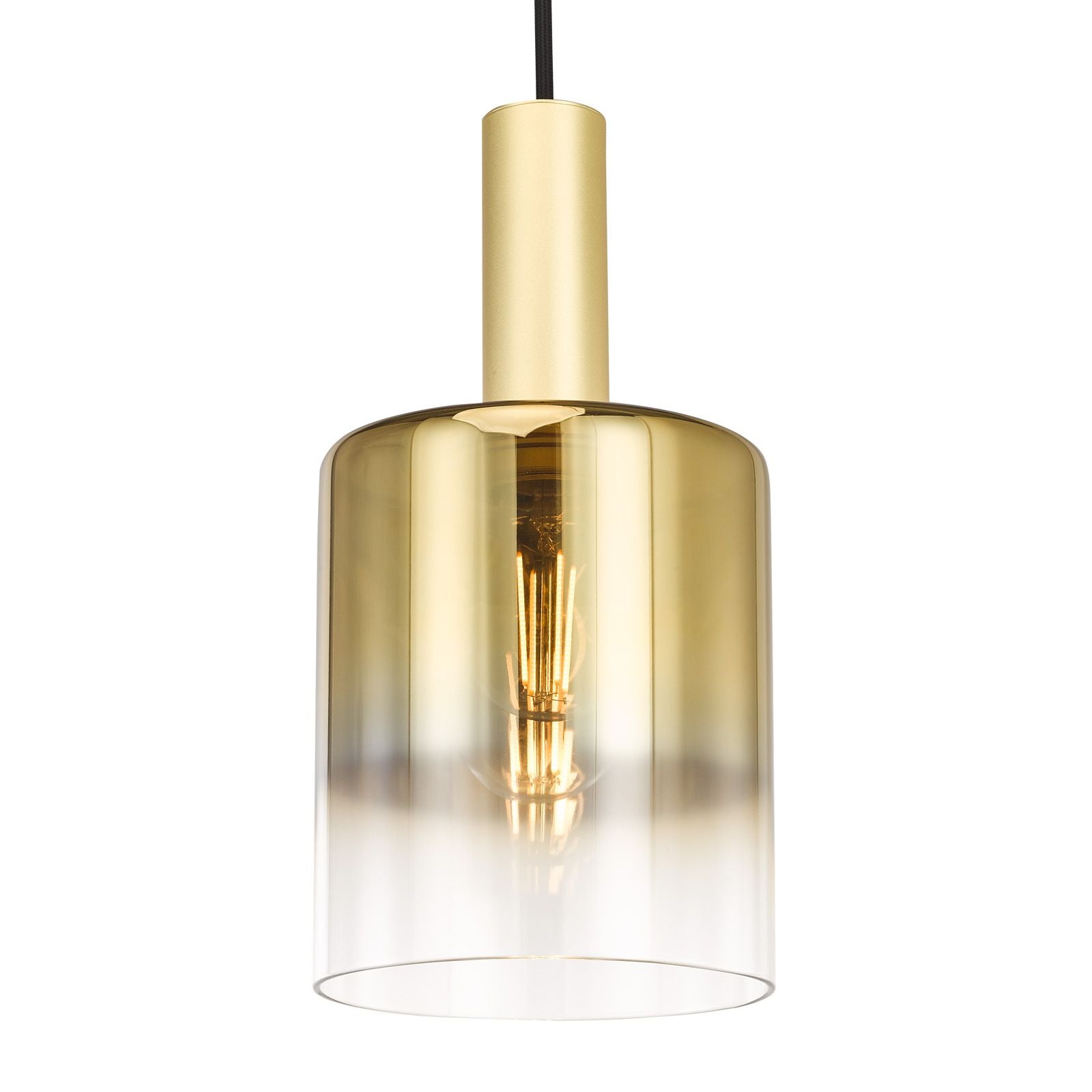 Savannah Pendant- Matt Black and Smoked Glass/ Satin Gold and Gold Ombre Glass