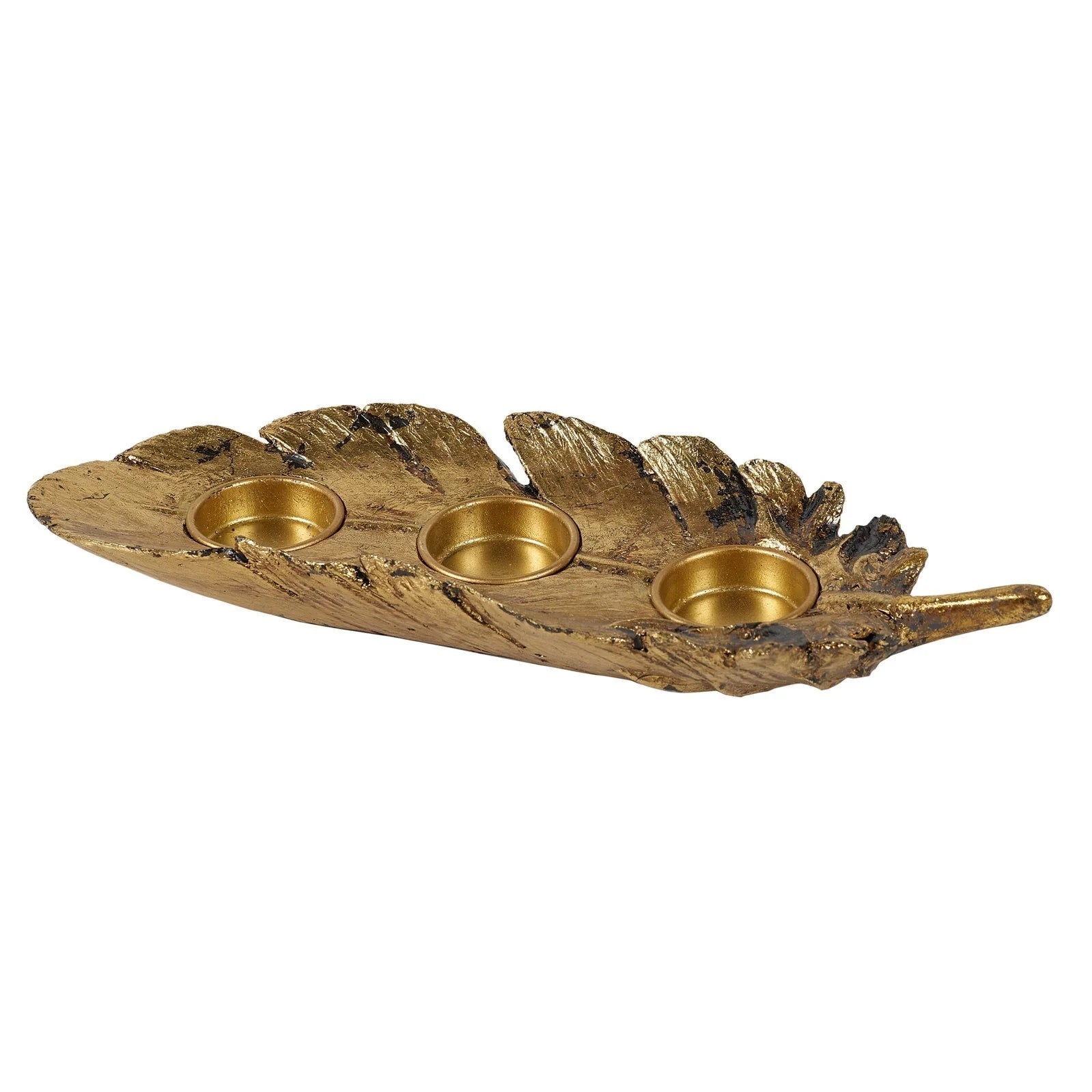 Feather T-Light Holder - Gold Finish