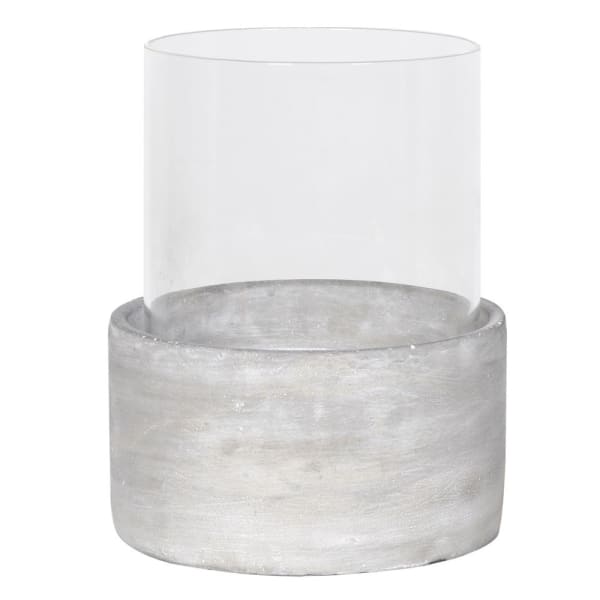 Large Glass Hurricane with cement Base- Christmas Gift