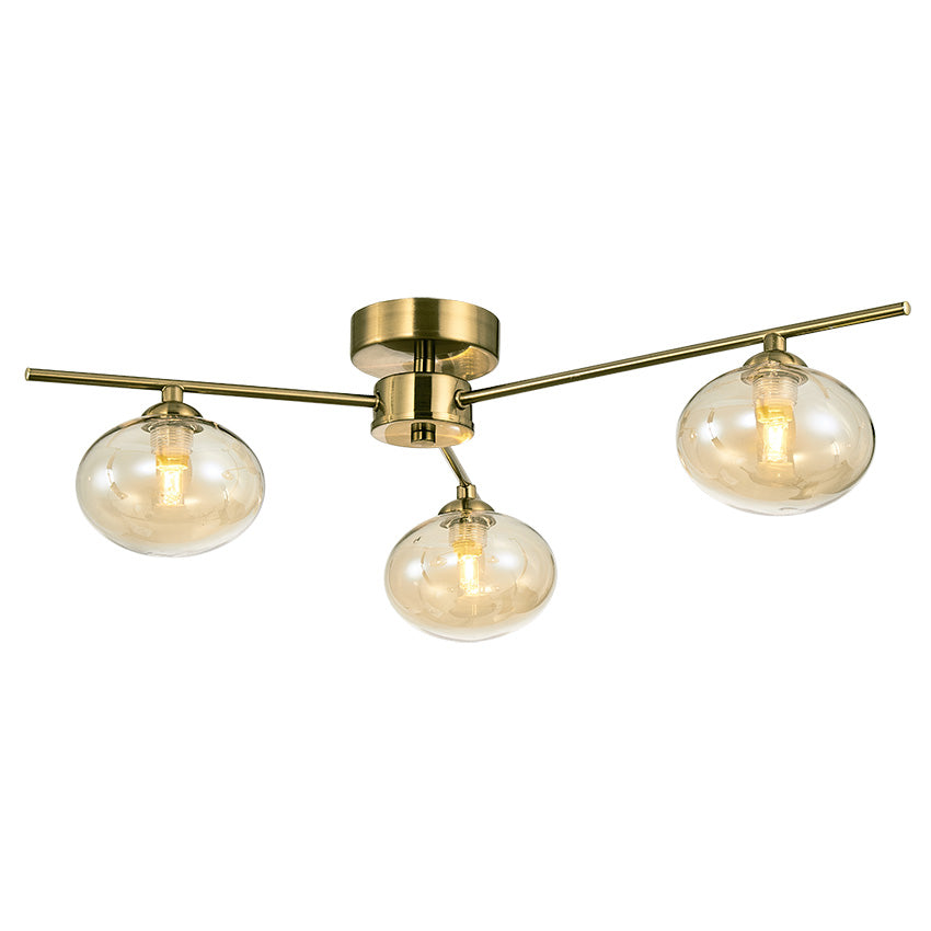 Kosmo 3/5Lt Semi Flush Ceiling Light- Antique Brass/ Satin Brass/ Black Finishes