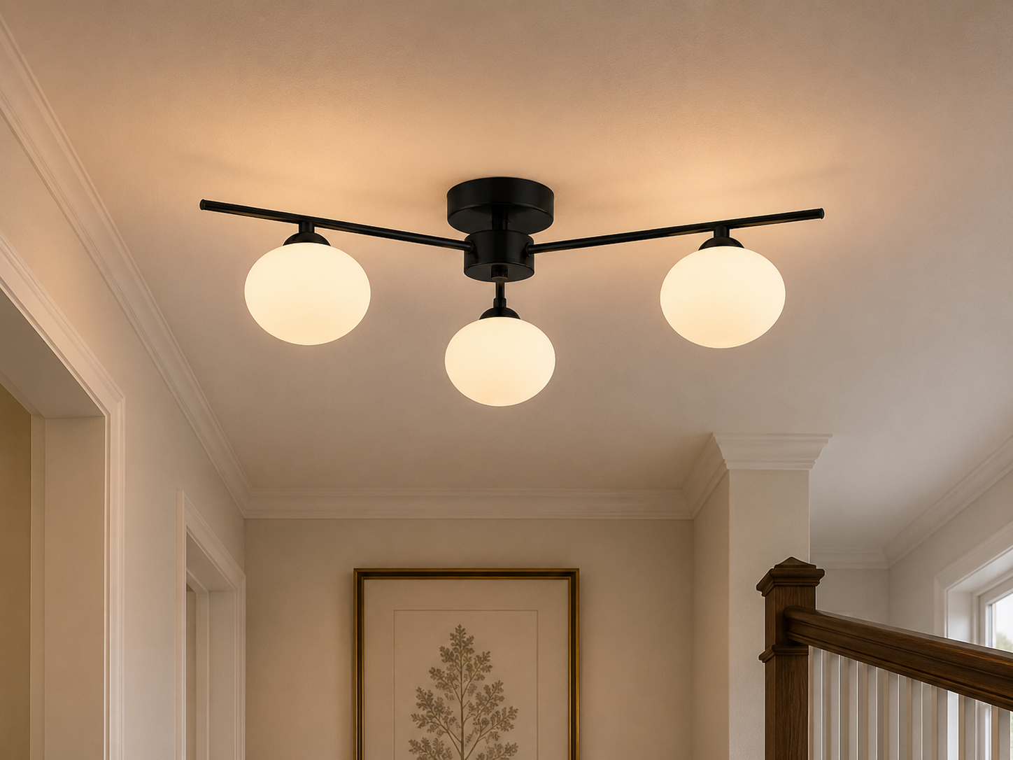 Kosmo 3/5Lt Semi Flush Ceiling Light- Antique Brass/ Satin Brass/ Black Finishes
