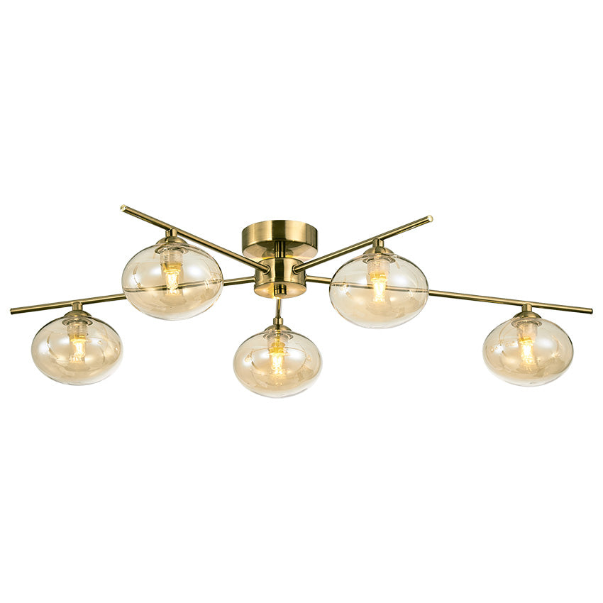 Kosmo 3/5Lt Semi Flush Ceiling Light- Antique Brass/ Satin Brass/ Black Finishes