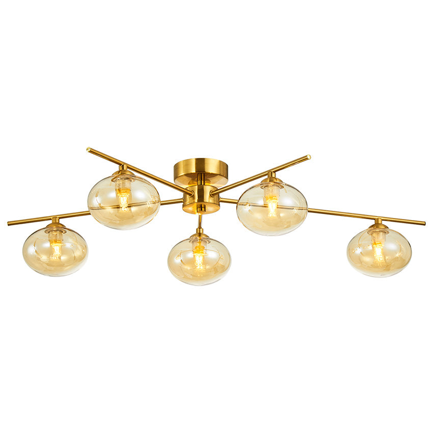 Kosmo 3/5Lt Semi Flush Ceiling Light- Antique Brass/ Satin Brass/ Black Finishes