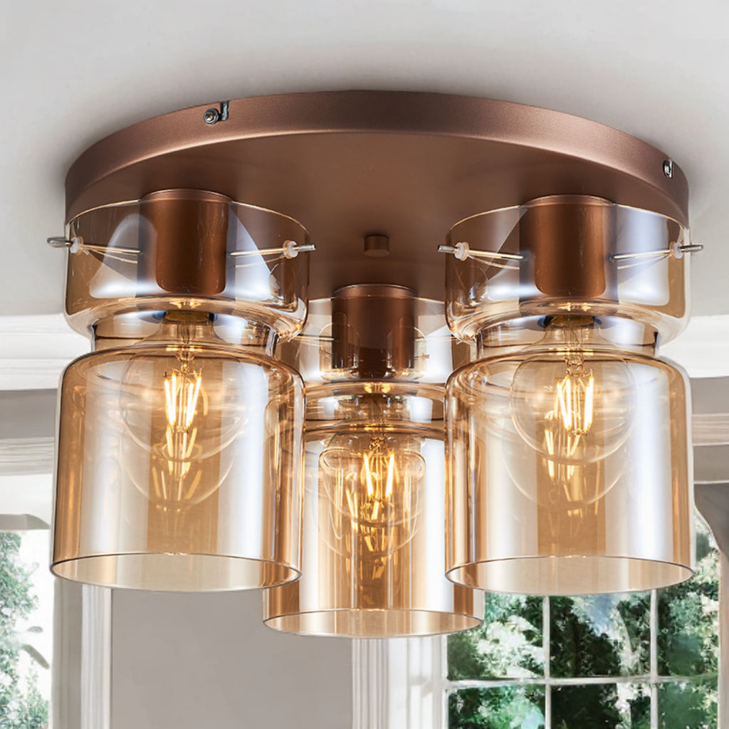 Camden Semi Flush Ceiling Light- Grey/ Silver/ Copper Finishes