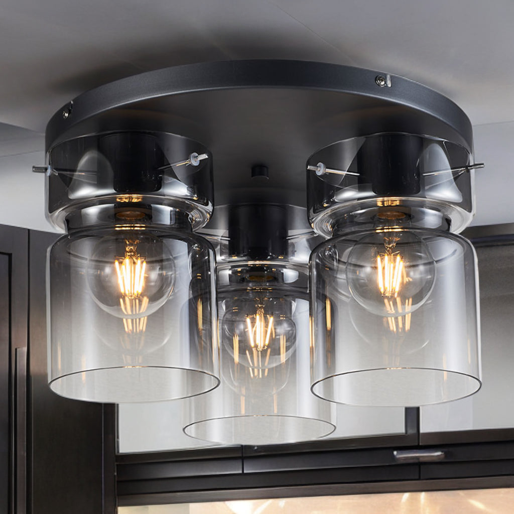 Camden Semi Flush Ceiling Light- Grey/ Silver/ Copper Finishes