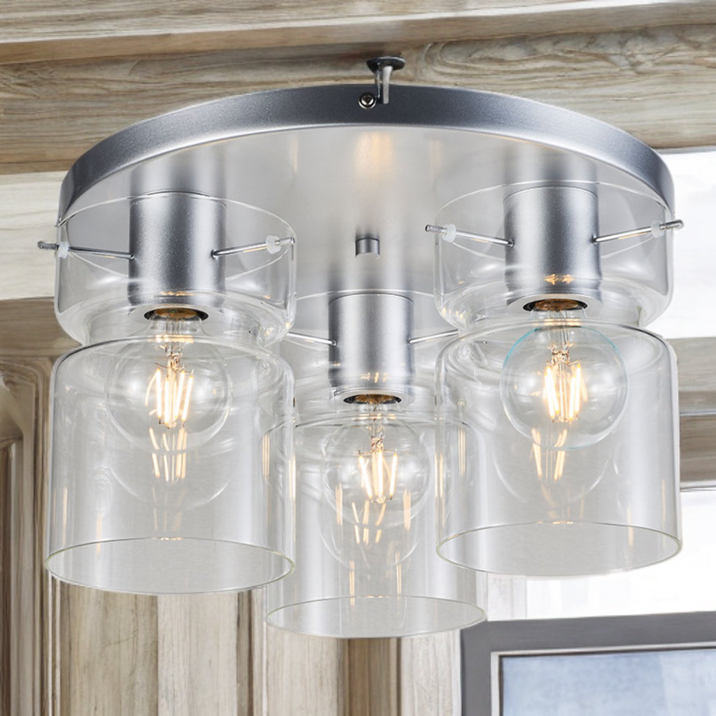 Camden Semi Flush Ceiling Light- Grey/ Silver/ Copper Finishes