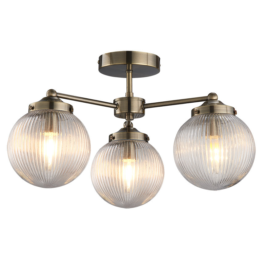 Aura Bathroom Ceiling Light- Antique Brass/ Polished Chrome