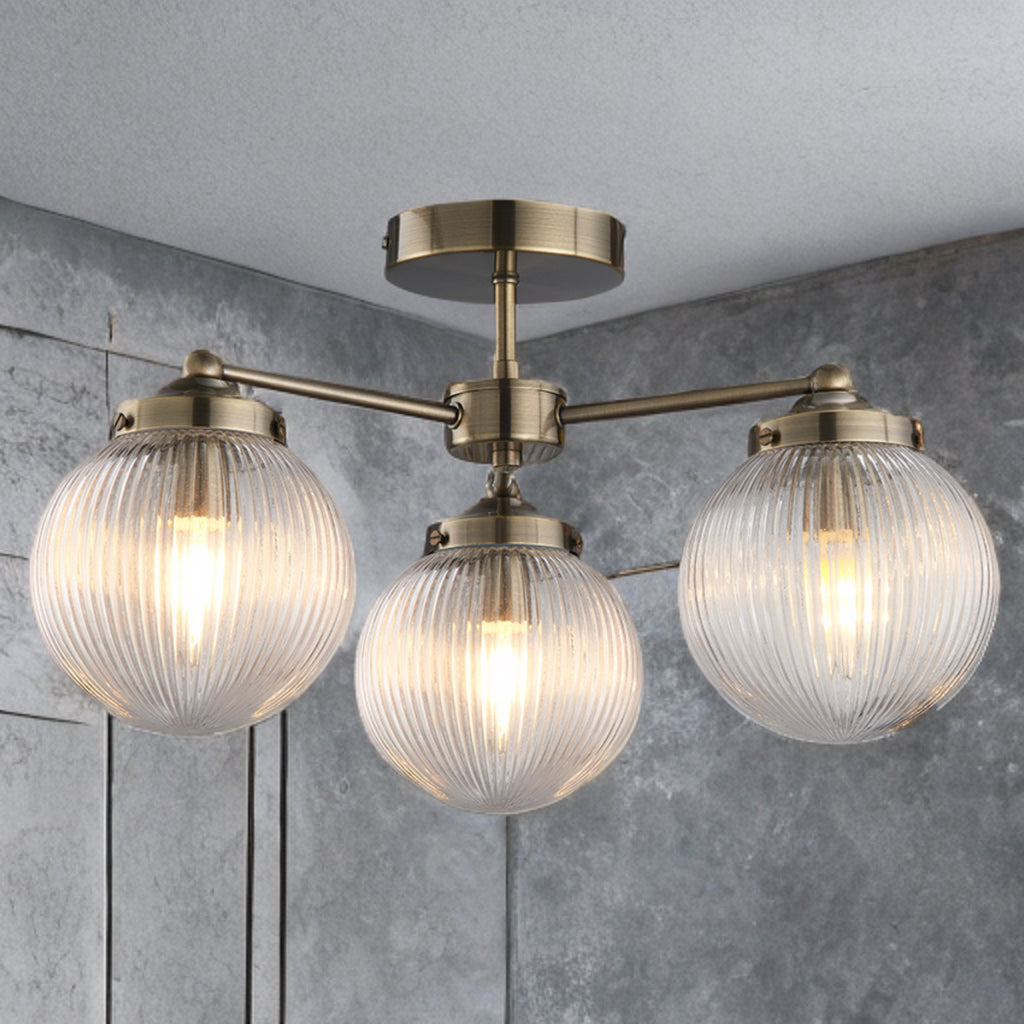 Aura Bathroom Ceiling Light- Antique Brass/ Polished Chrome