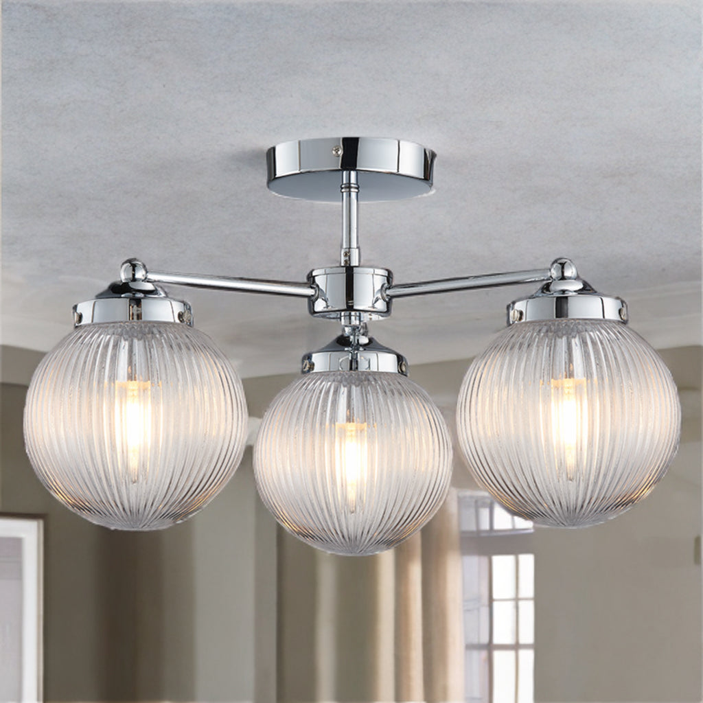 Aura Bathroom Ceiling Light- Antique Brass/ Polished Chrome