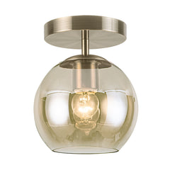 Globe 1/3Lt Semi Flush Light Antique Brass/Satin Nickel