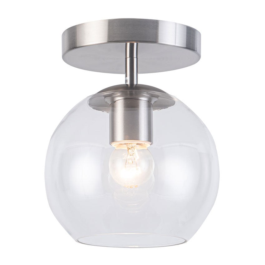 Globe 1/3Lt Semi Flush Light Antique Brass/Satin Nickel