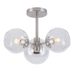 Globe 3Lt Semi Flush Light Satin Nickel