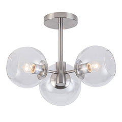 Globe 1/3Lt Semi Flush Light Antique Brass/Satin Nickel