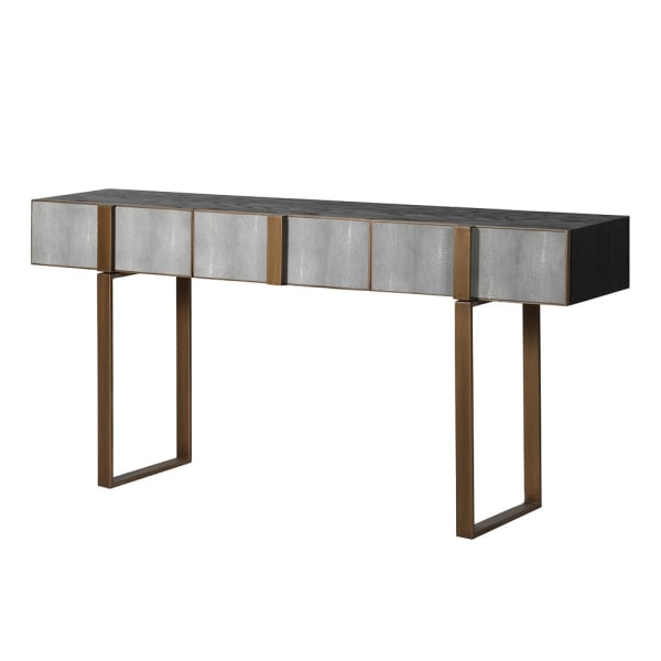Kyoto Oak and Shagreen 3 Drawer Console Table