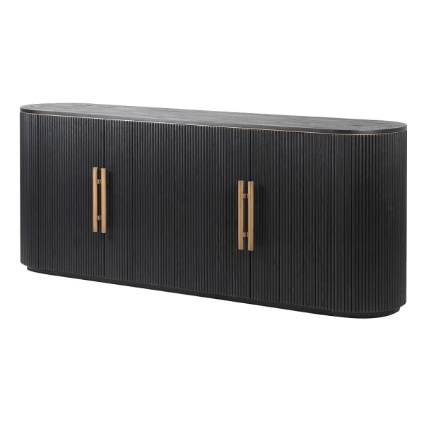 Black Ribbed 4 Door Sideboard