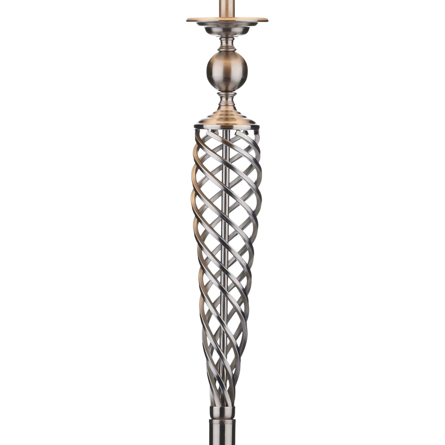 Siam Floor Lamp Antique Brass/ Satin Chrome With Shade E27