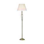 Siam Floor Lamp Antique Brass/ Satin Chrome With Shade E27