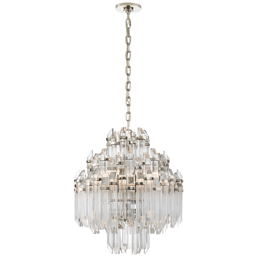 Adele Three/Four Tier Waterfall Chandelier- Polished Nickel/ Antique Brass Finishes