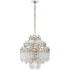 Adele Three/Four Tier Waterfall Chandelier- Polished Nickel/ Antique Brass Finishes