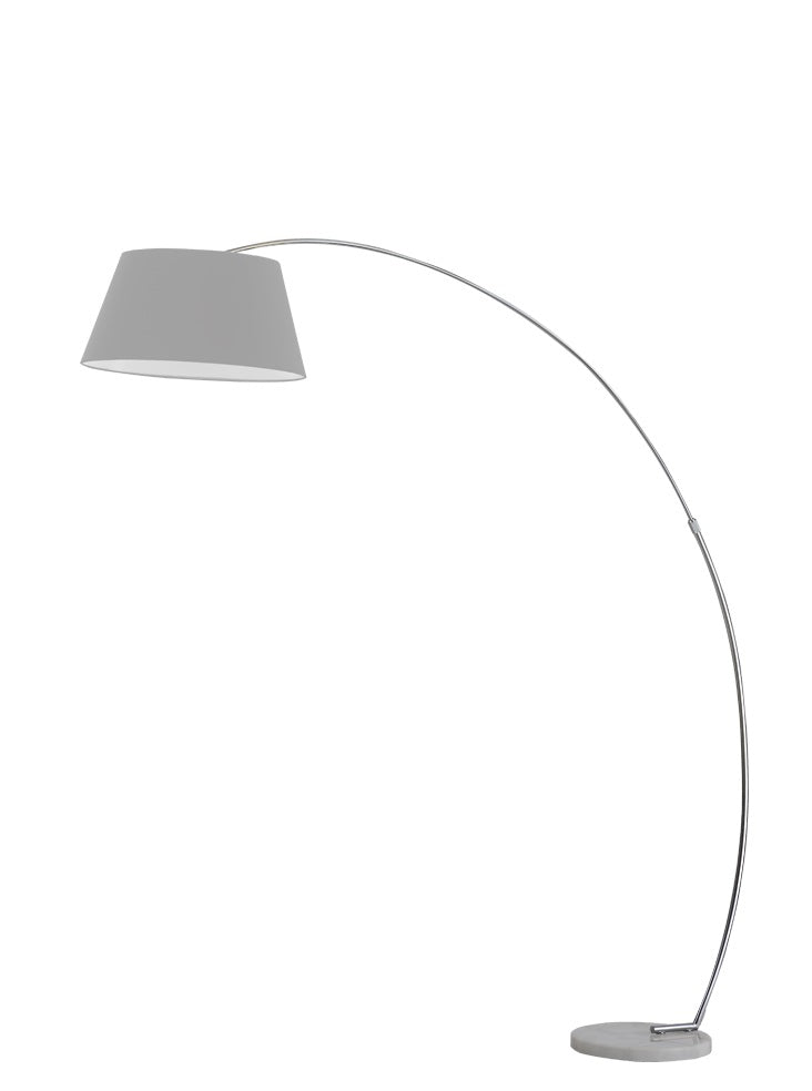 Arcadia Extendable Floor Lamp Marble Base & Black/Silver Grey Shade E27